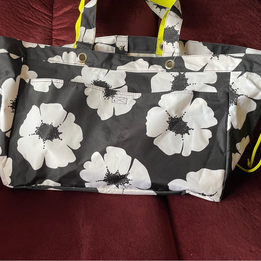 Floral Black and White Tote Bag